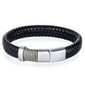 Pulsera de cadena al por mayor de la fábrica FH-47 pulsera hecha a mano para hombre de acero inoxidable y pulsera tejida negro